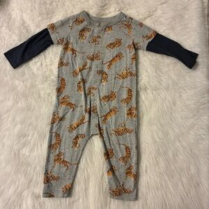 Tea Collection 12/18 month Gray and Orange Tiger Print Boys One Piece